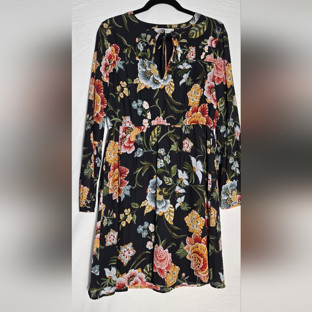 LOFT Black Floral Dress
